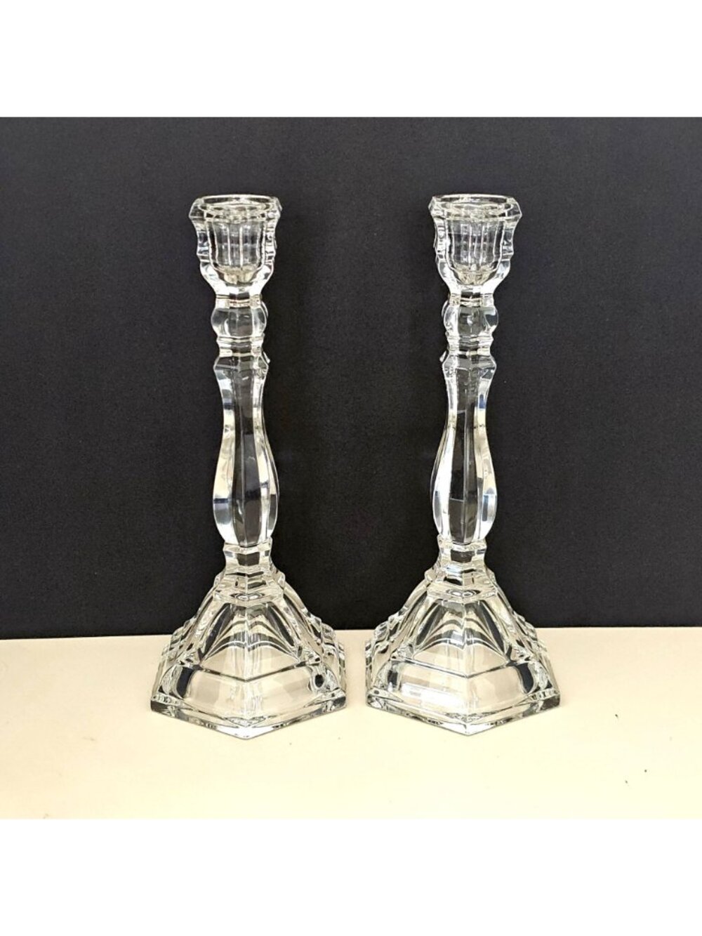 Tiffany & Co. Hampton Candlesticks 9" crystal clear sculpted taper candle holder - Picture 5 of 8